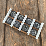 CARL AUBÖCK, 8 Schnapsgläser in Halterung