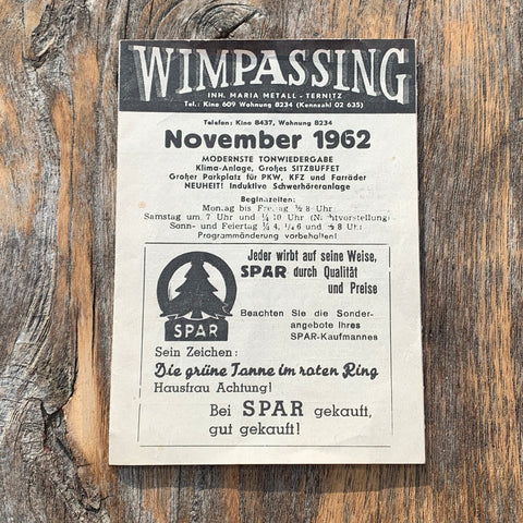 Wimpassing, Kinoprogramm November 1962