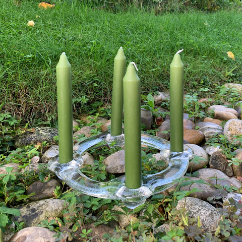 Adventkranz aus Glas inkl. 4 grünen Kerzen