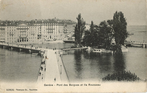 Genf Genève, Pont des Bergues lle Rousseau