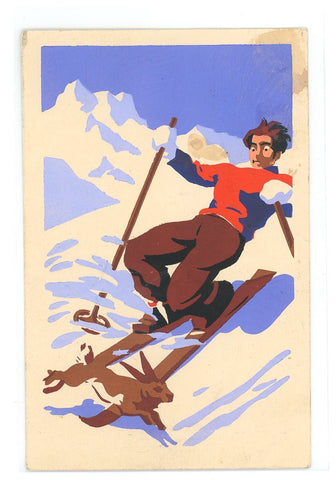Skifahrer mit Hase