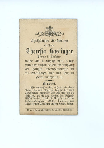 Sterbebild Amstetten 1902