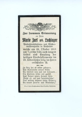 Sterbebild Amstetten 1913