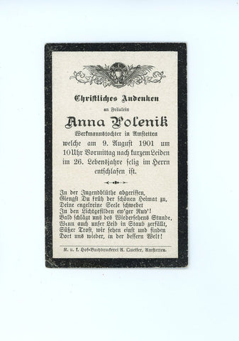 Sterbebild Amstetten 1901
