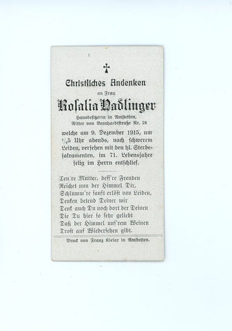 Sterbebild Amstetten 1915