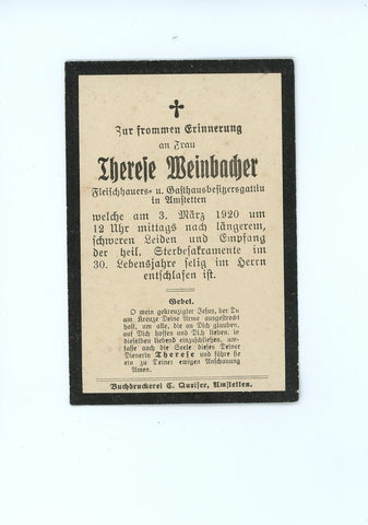 Sterbebild Amstetten 1920