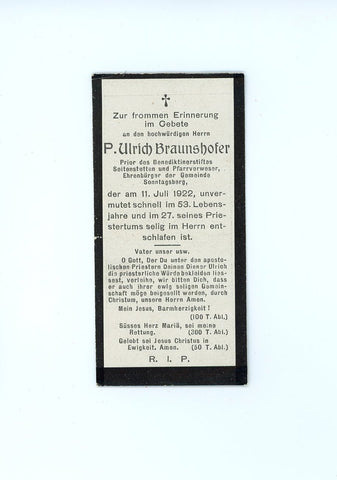 Sterbebild Sonntagsberg 1922